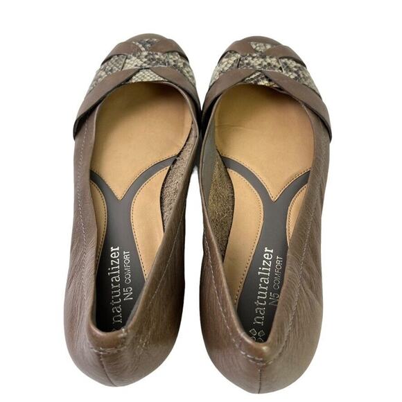 Naturalizer N5 Comfort Maude Real Leather Taupe Brown Slip On Flats Shoes 7.5 - Picture 6 of 16